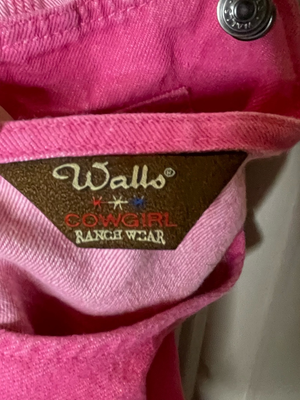 Walls Cowgirl Pink Women's Denim Ankle Overalls Sz L - Picture 4 of 6
